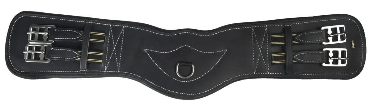 Horka Dressage – Cincha para equitación piel, negro/plata