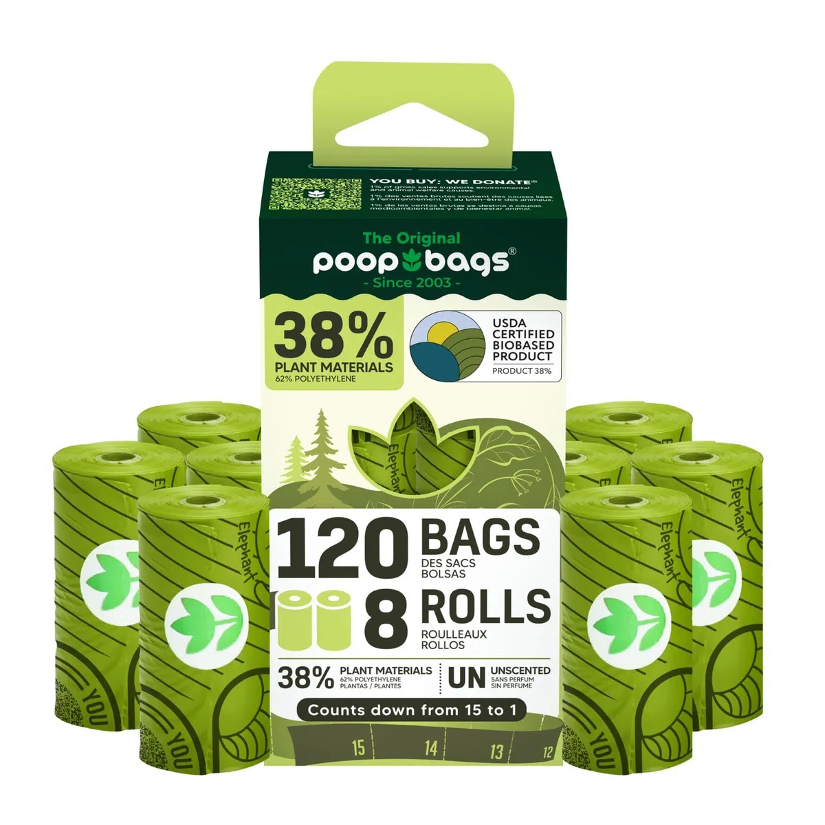 Caca Bolsas Reciclado 9 x 13 Count Down Rollos, poopbags Son numerados para Cuenta atrás de 15 a 1 Individual para Siempre Sabe cómo Muchos Son Izquierda en la Roll- 120 Bolsas