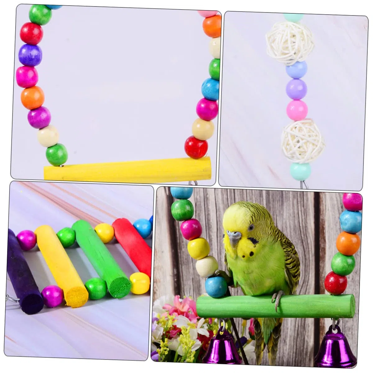 5piezas Juguetes para Masticar De Pájaros Set De Juguetes para Periquitos y Cacatúas Estimula El Desarrollo Inteligencia Aves Material Natural y Resistente