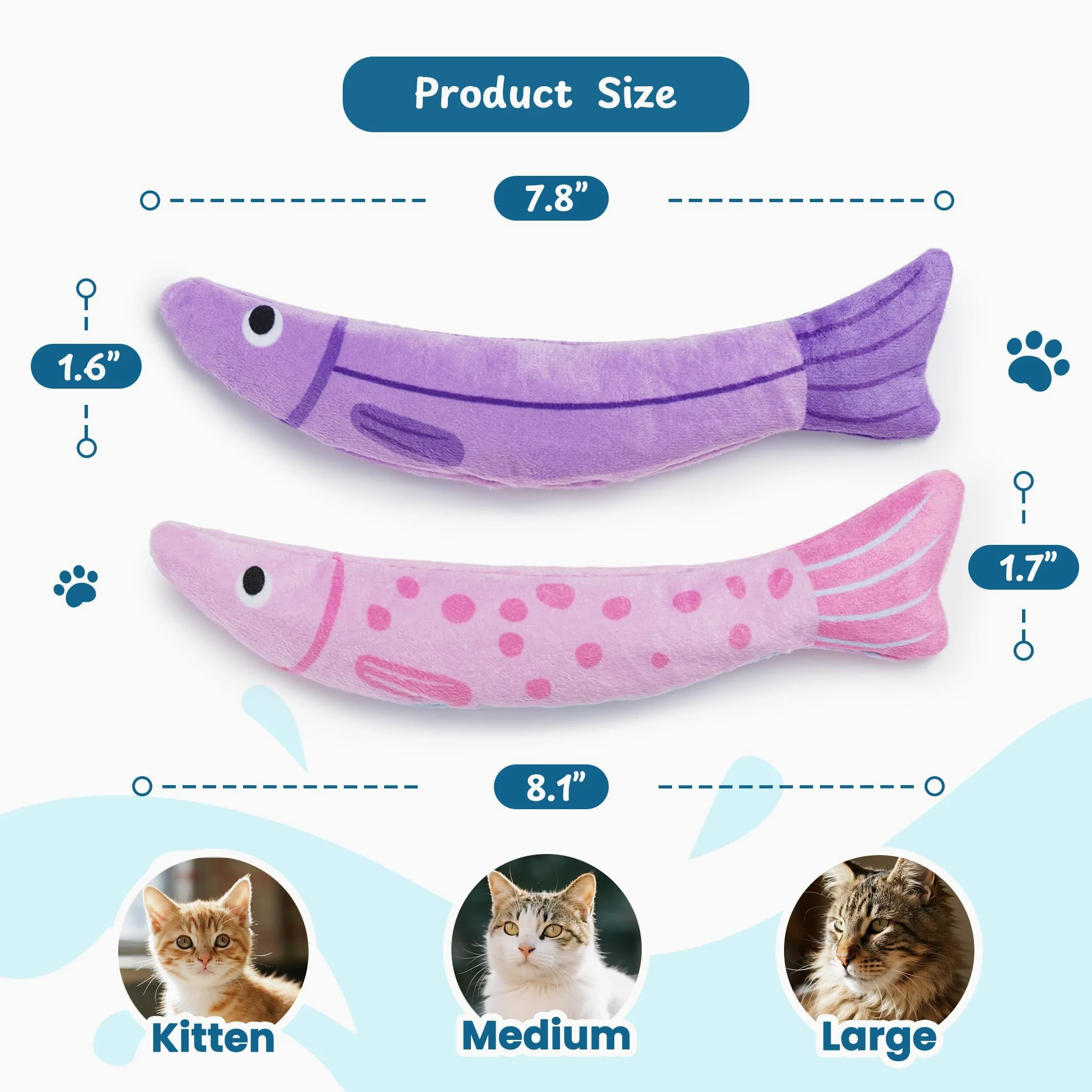 PURETOY Juguetes de hierba gatera, [9000 mg] Juguetes extragrandes para gatos de interior, 100% natural de hierba gatera norteamericana, sonido arrugado, superficie suave sin algodón para masticar