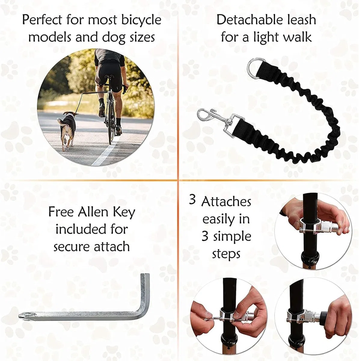 Cuerda Retráctil para Perro de Bicicleta, Correa Manos Libres para Mascotas para Correr Pasear Trotar, Accesorio de Entrenamiento con Fijación y Extracción Rápi