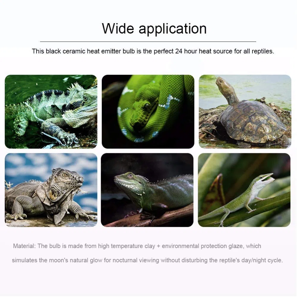 Lámpara de calor para reptiles de 250 W, calentador de cerámica infrarrojo para mascotas, accesorios para tanque de reptiles, accesorios para anfibios, criadores de mascotas, gallineros, lagartos
