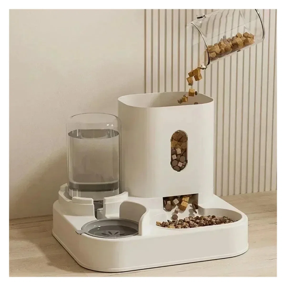 comedero automático para Gatos, Comedero Elevado 2 en 1 con Bebedero for Perros y Gatos. Accesorios for Mascotas(Blue)