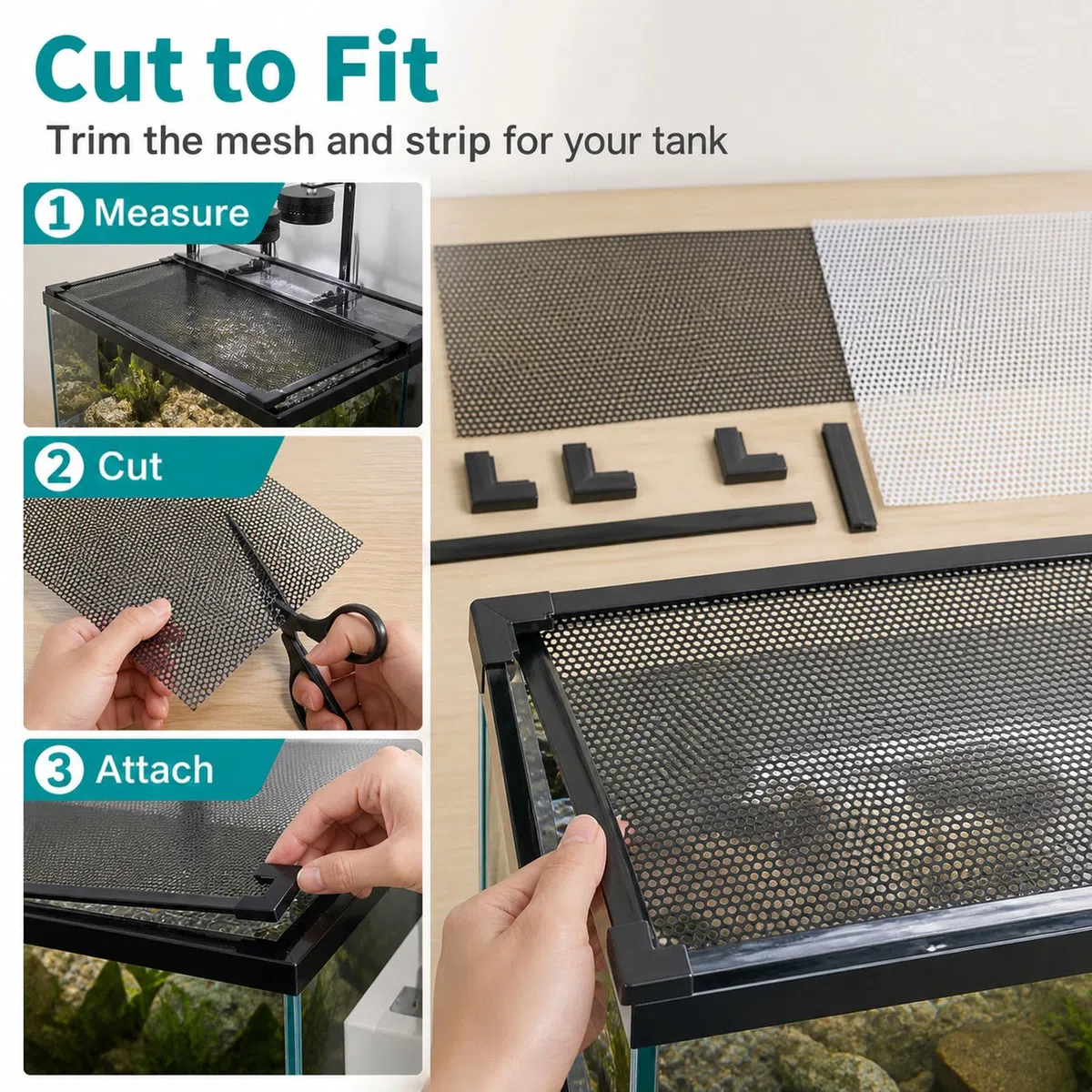 Magnetic Aquarium Anti-Jumping Net Cover,Red Protectora para Tapas de pecera,Malla Magnética Paras Acuario,Resistencia al desgarro,para Oficina Vestíbulo Tienda de Mascotas