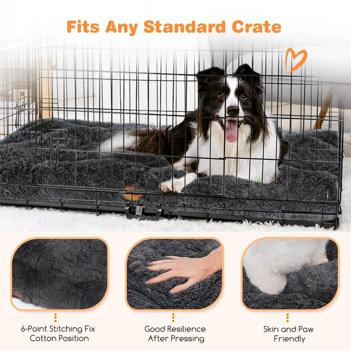 Nobleza 2X Cama Perro Grande, Cama Perro Lavable, Peluche Largo Cama para Perros, Suave y Esponjoso, Cama de Perro Antideslizante, Gris Oscuro, 110x73cm