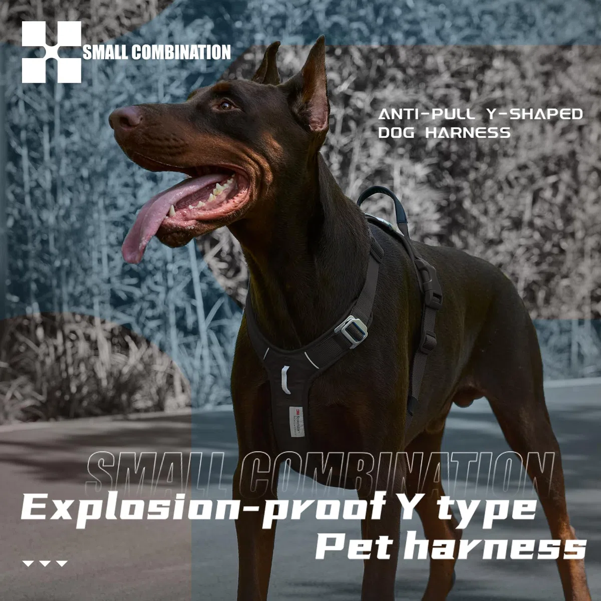 Arnés ajustable para perro con asa, acolchado cómodo, para perros pequeños, medianos y grandes (color negro, talla S)