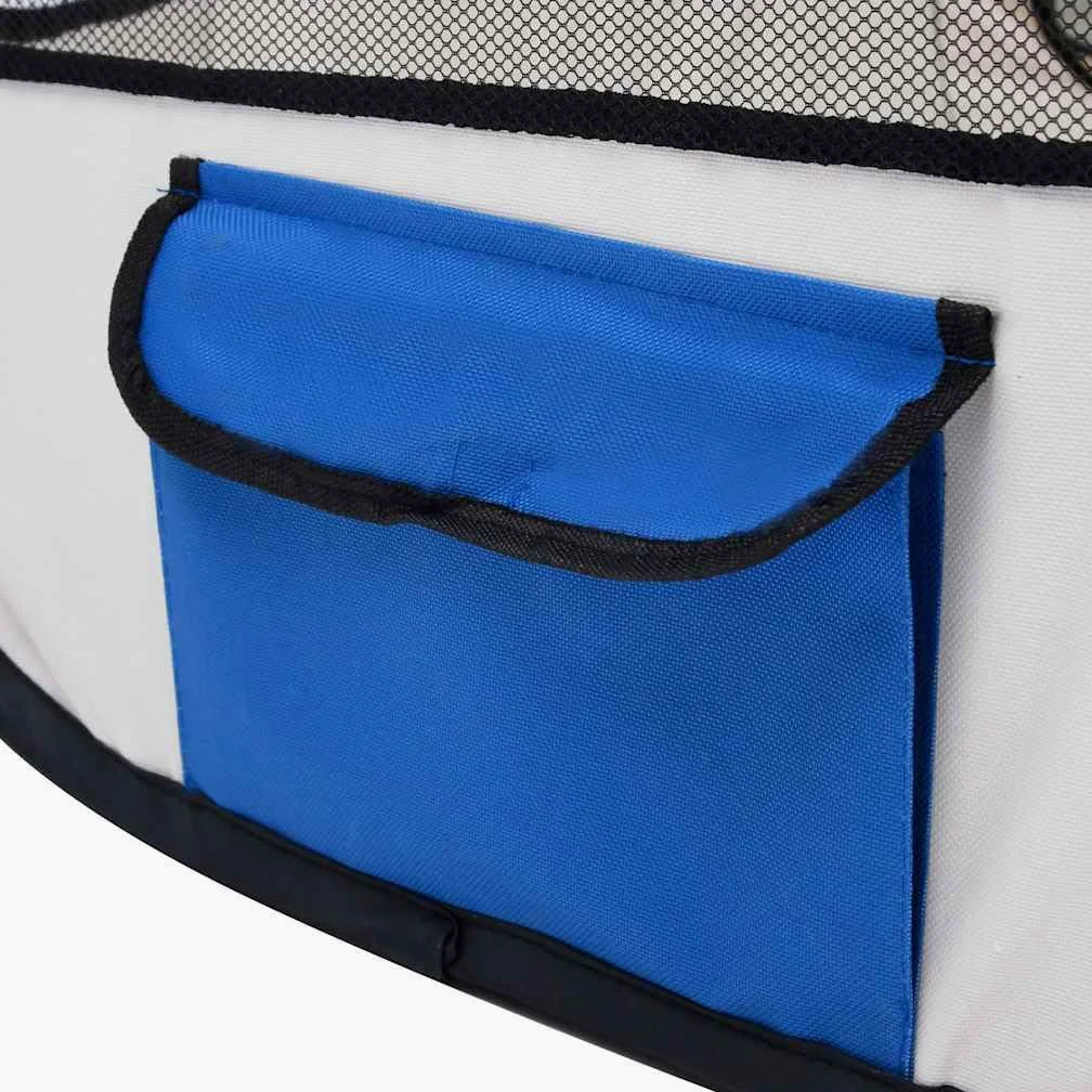 Parque plegable para cachorros, 145 x 145 x 61 cm, marco de acero resistente y poliéster transpirable, con bolsa de transporte para jardín, camping, interior y exterior, valla para