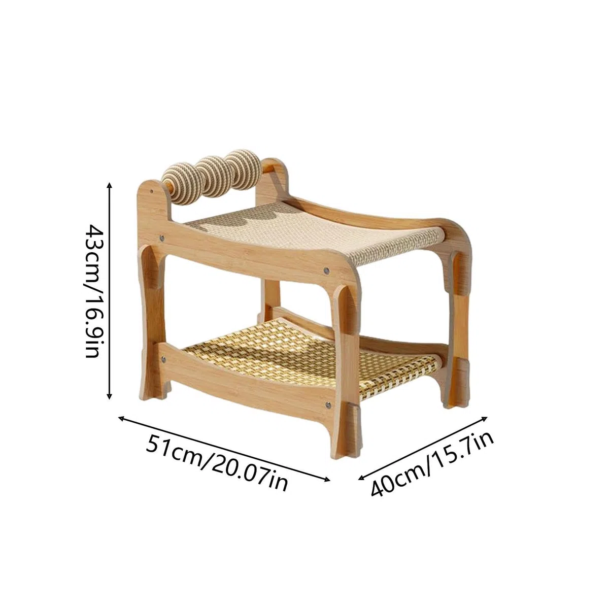 Cama Elevada para Gatos 2 Capas Elevado, Transpirable, Madera y Lavable | Rascador Cama Litera para Mascotas Felinas En Hogar, Dormitorio, Apartamento, Habitación, Salón, Residencia, Piso, Cuarto,