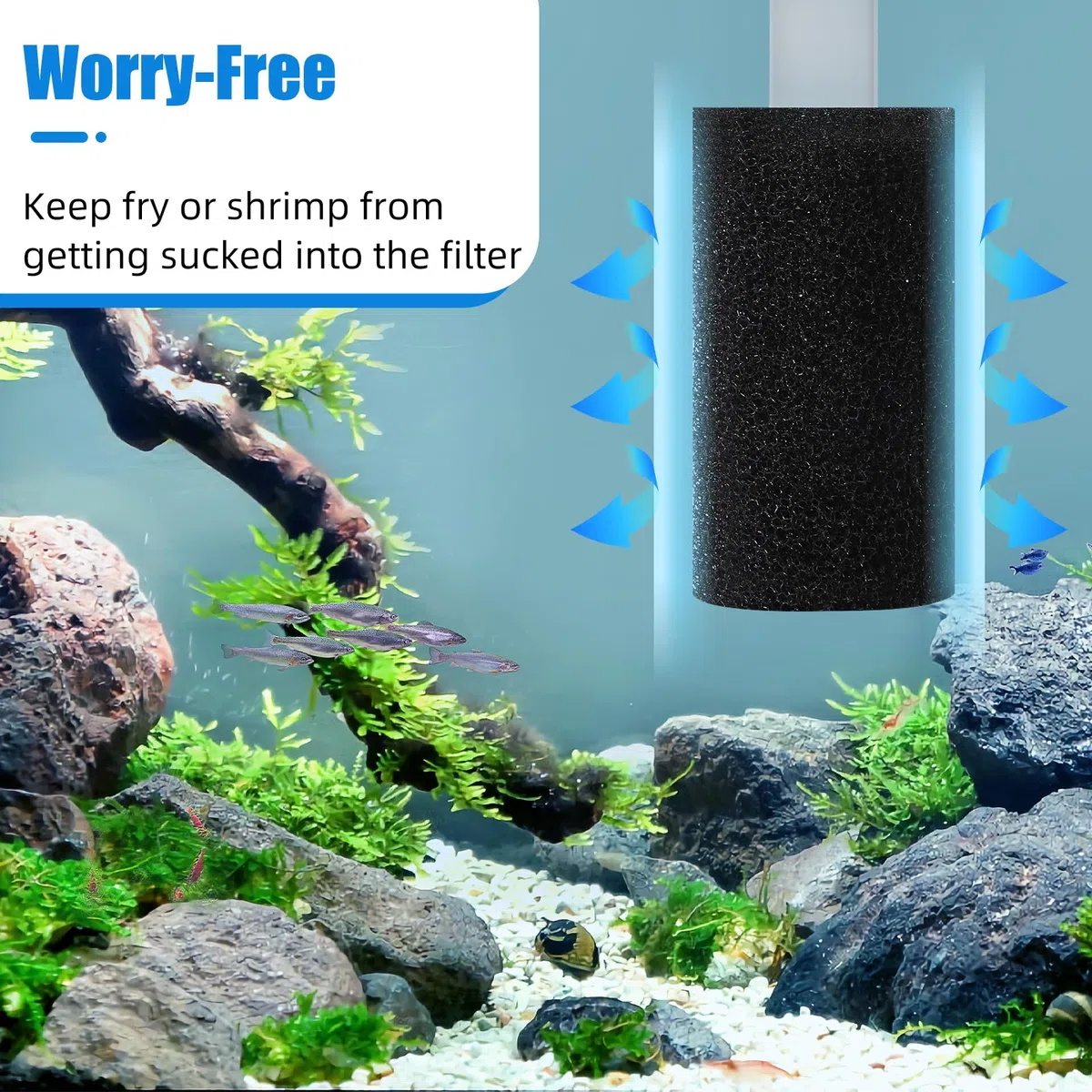 AQUANEAT Paquete de 12 esponjas de prefiltro para acuario, camarones, freír, filtro de tanque de peces, cubierta de espuma de repuesto (2.2 pulgadas de profundidad x 3.9 pulgadas de alto, 1 pulgada)