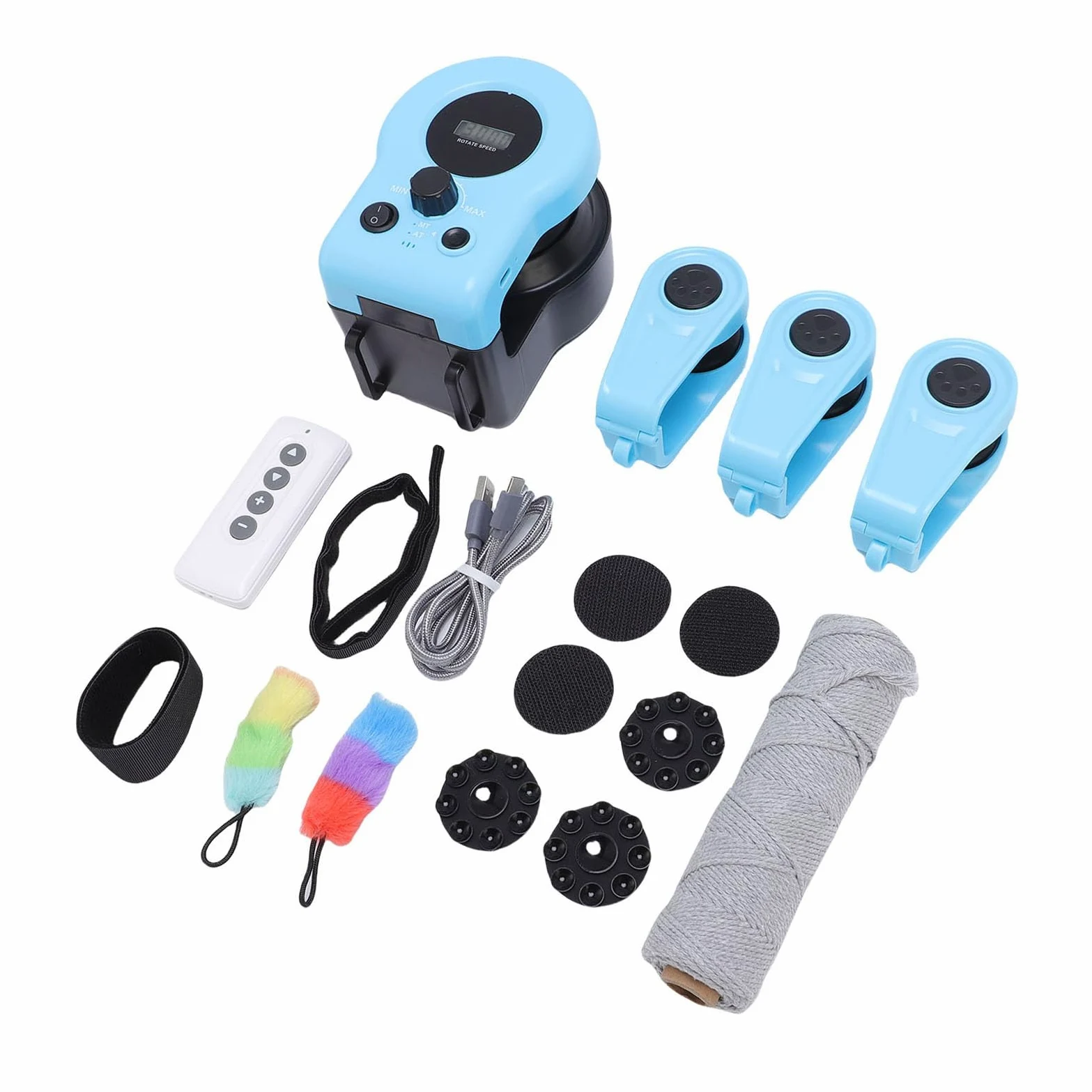 Jiawu Juguete Eléctrico para Gatos con Control Remoto, Sonido Atractivo y Diseño de Plumas para Jugar en Interiores