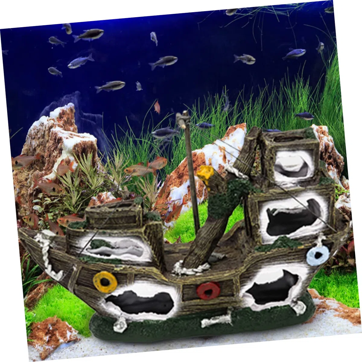 Acuario Decoración De Pecio De Barco Pirata Adorno para Acuarios Paisaje Marino Creativo Accesorio para Peces y Camarones