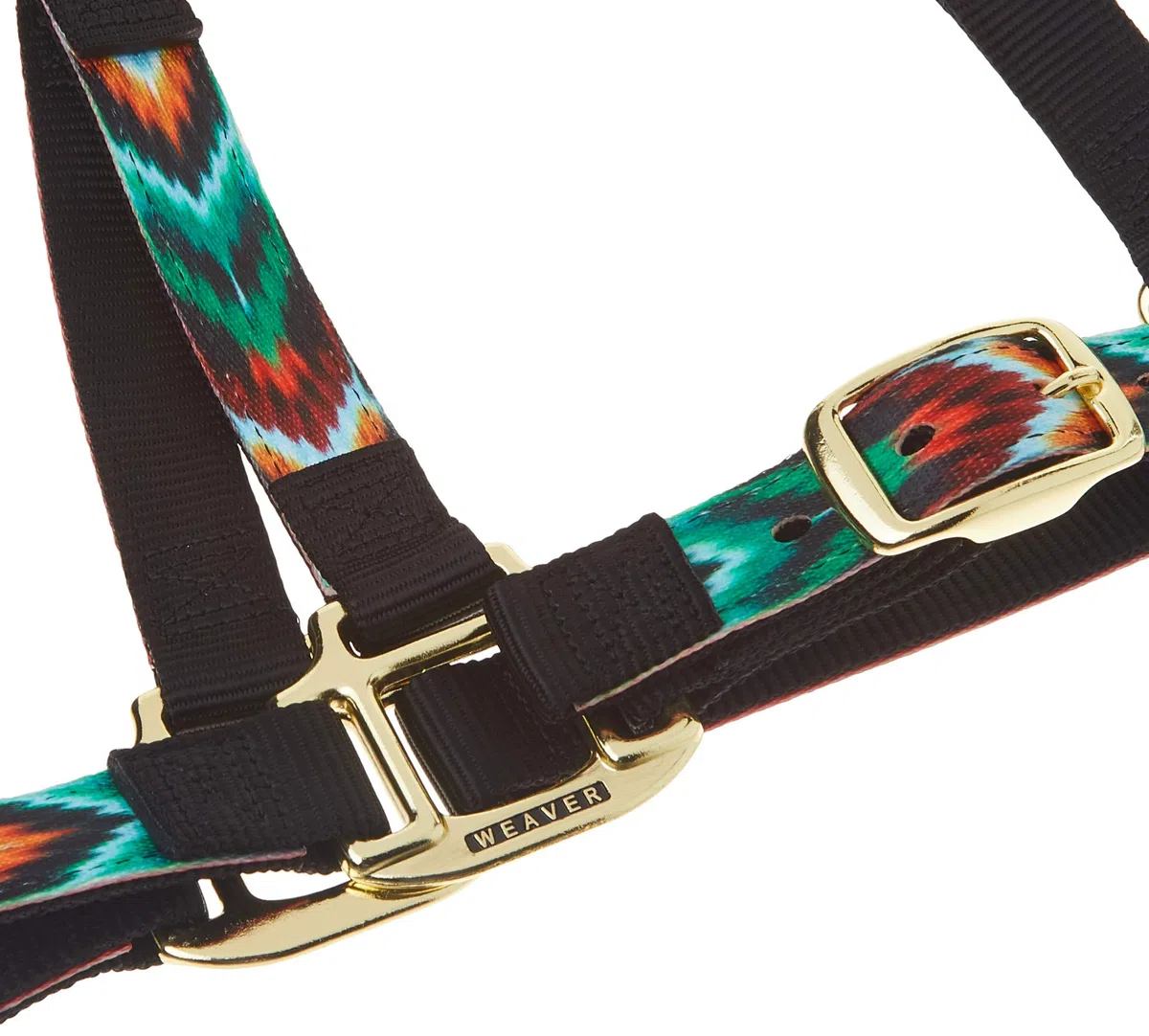 Weaver Equine Weaver Leather Nylon Halter Cabestro de Caballo Ajustable de Nailon para Barbilla y Garganta, Promedio, Multicolor, Negro/Multi Chevron, Average Horse