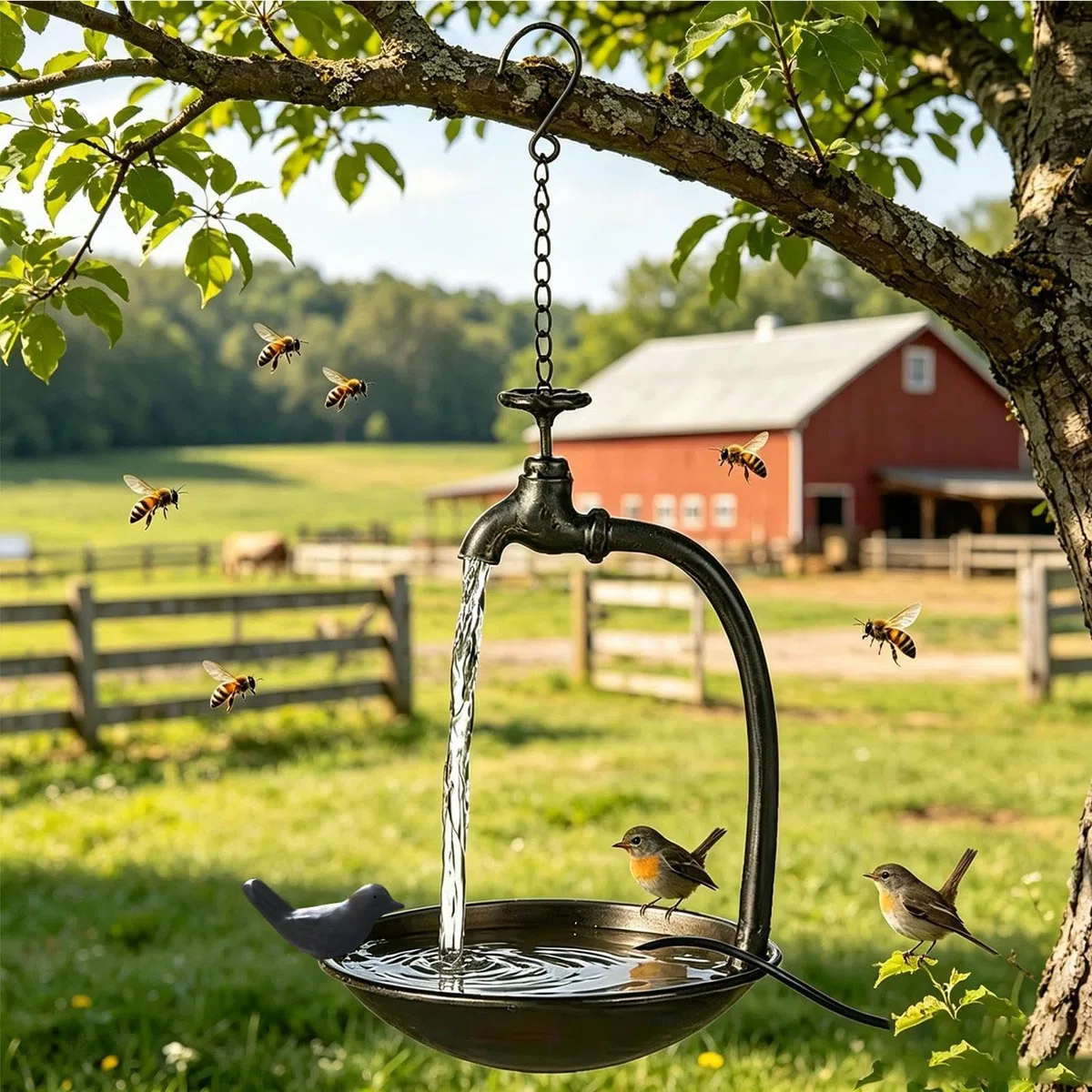 Baño Para Pájaros De Jardín Cuenco Metálico Con Forma Grifo Y Animales