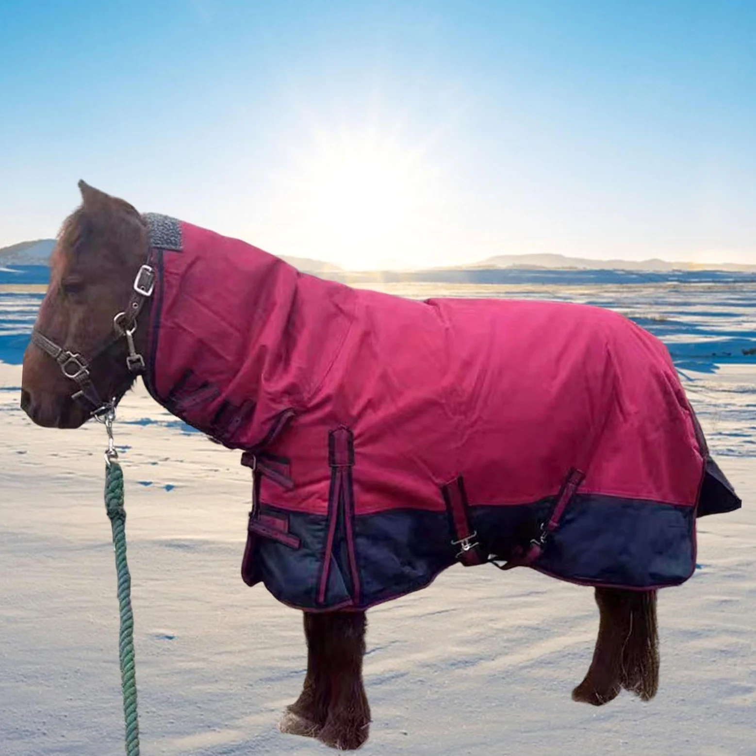 MERIGLARE Manta de Invierno para Caballos, Resistente Al Agua, Mantiene El, Transpirable, Oxford 600D, con Cubrecuello, Ropa Ecuestre.