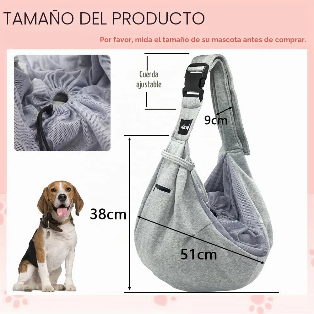 NATUYA Transportador de Perro con Bolsa de Red para Transportar Perros, Gatos, Bolsa para Mascotas Manos Libres, Bolsillo de Red con Hebilla (Negro)