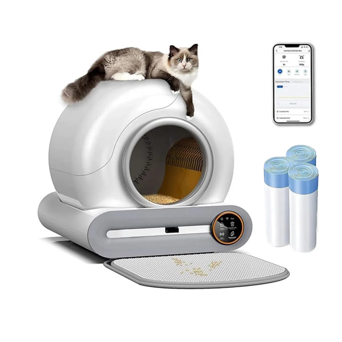 Bandeja higiénica autolimpiante para gatos, eléctrica, autolimpiante, bandeja higiénica automática para gatos con app, cerrada para hogares con varios gatos, formato XXL, aislamiento de olores