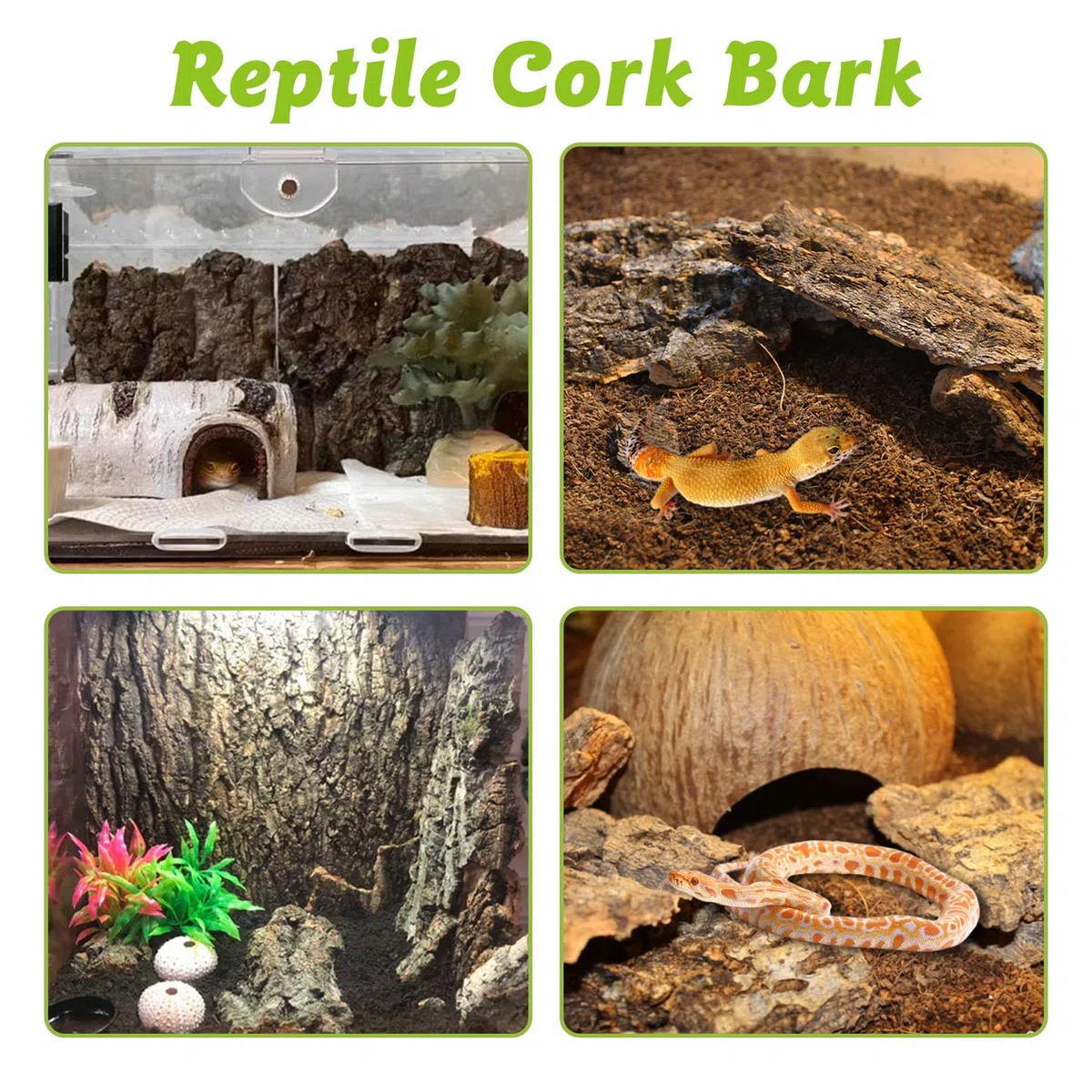 Corteza de corcho para reptiles a granel de 2 libras de madera de corcho para terrario, sustrato de terrario de corcho plano natural para dragón barbudo, serpiente, arañas, cangrejos ermitaños,