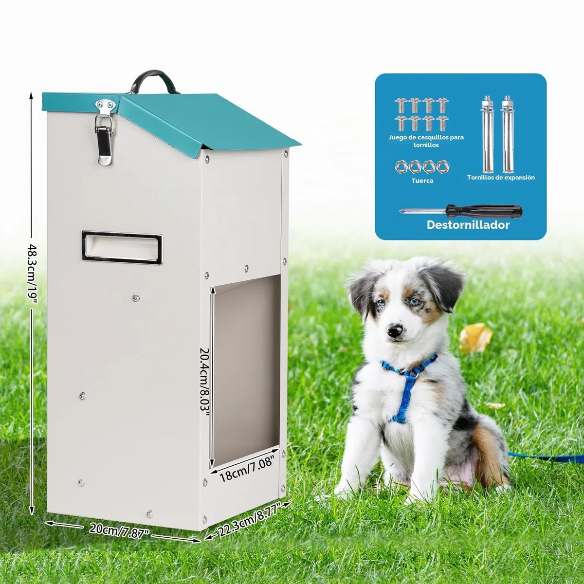 Comedero Automático para Perros de Exterior 6 kg Comedero Automático para Gatos con Almacenaje Alimentador por Gravedad para Cachorros, Perros, Gatos