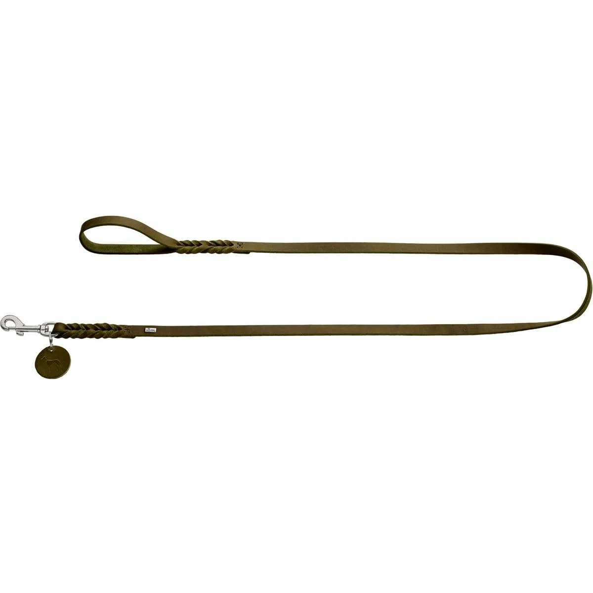 HUNTER Solid Education Correa para Perro de Piel Trenzada, Resistente, Suave, Correa de Mano, 1,6 x 200 cm, Verde Oliva
