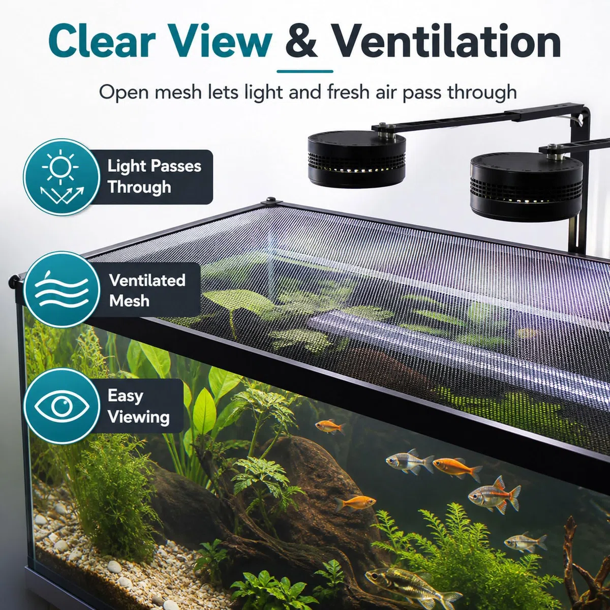 Magnetic Aquarium Anti-Jumping Net Cover,Red Protectora para Tapas de pecera,Malla Magnética Paras Acuario,Resistencia al desgarro,para Oficina Vestíbulo Tienda de Mascotas