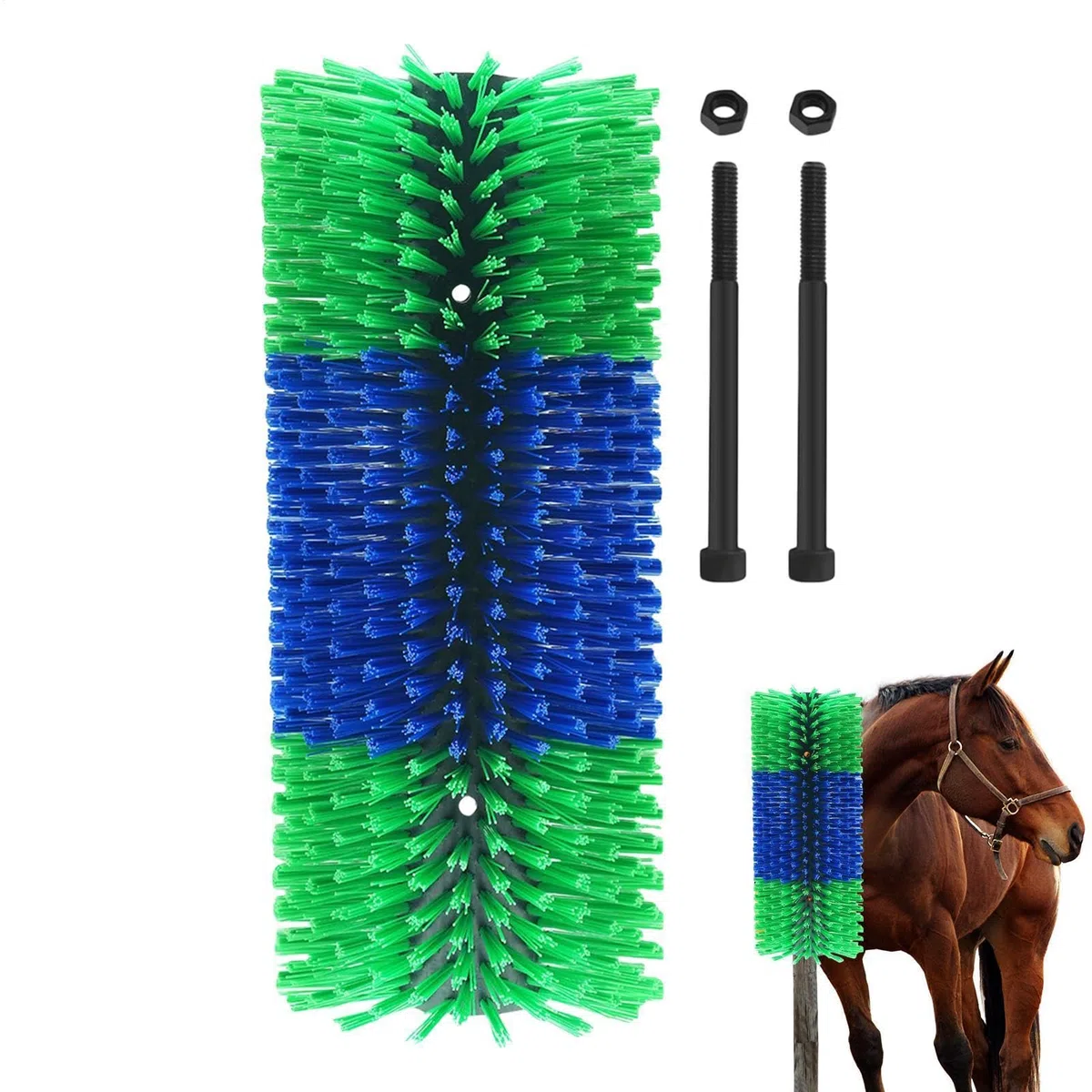 Cepillo para rascar caballos,Cepillo de masaje para rascar ganado | Cepillo de masaje completo para animales de granja, doble tornillo para burro, c