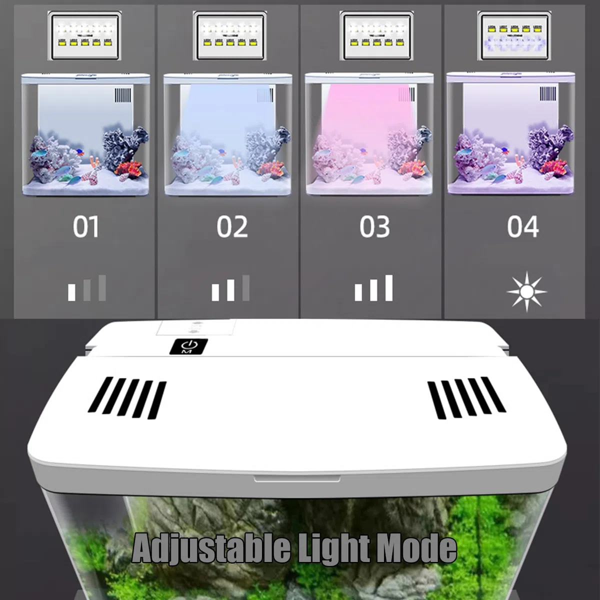 Kits de iniciación de acuario de 4,5 L, pecera pequeña Betta con LED y filtro (blanco)