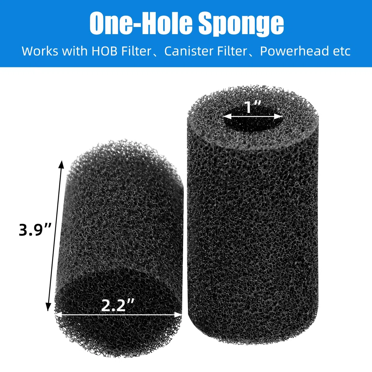 AQUANEAT Paquete de 12 esponjas de prefiltro para acuario, camarones, freír, filtro de tanque de peces, cubierta de espuma de repuesto (2.2 pulgadas de profundidad x 3.9 pulgadas de alto, 1 pulgada)