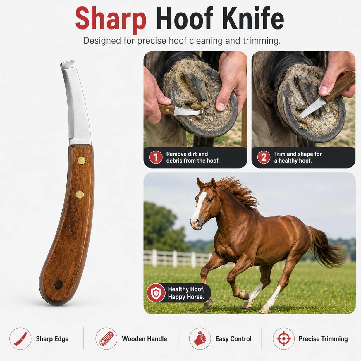 Kit Profesional Pesado de Herramientas de herrador para Caballos | Corta-cascos, tenaza de remache, raspa, martillo, forja, lima de uñas, kit de aseo con funda