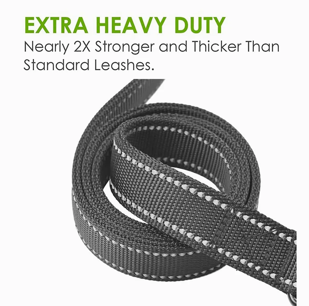 Correa para perro resistente, 2 asas con asa acolchada para mayor control, 6 pies de largo, perfecta para perros medianos a grandes (6 pies, negro azul)