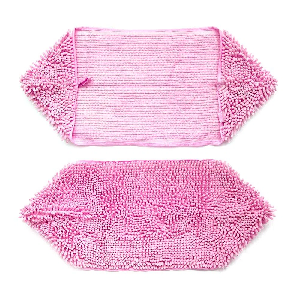 Toalla para perro – Super Shammy de microfibra con bolsillos de mano, ultra absorbente de secado rápido para perros y gatos pequeños, medianos y grandes (medianos, 24 x 14 pulgadas, rosa).