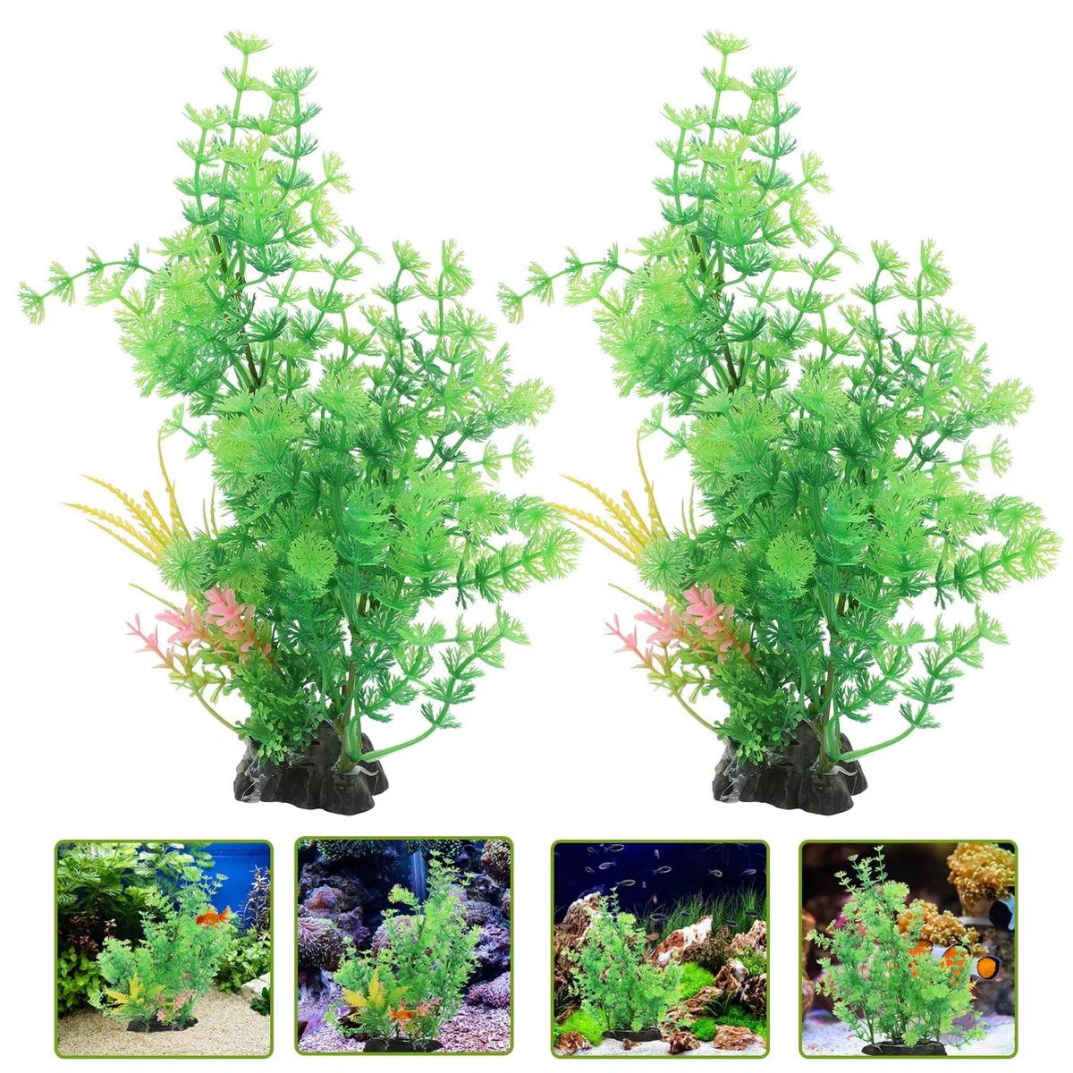 Happyyami 4 Juegos Paisajismo del Acuario Planta Artificial Fake Plants Adornos Acuario Planta Decorativa Planta Falsa Segura Delicada Planta De El Plastico 2 Piezas * 4
