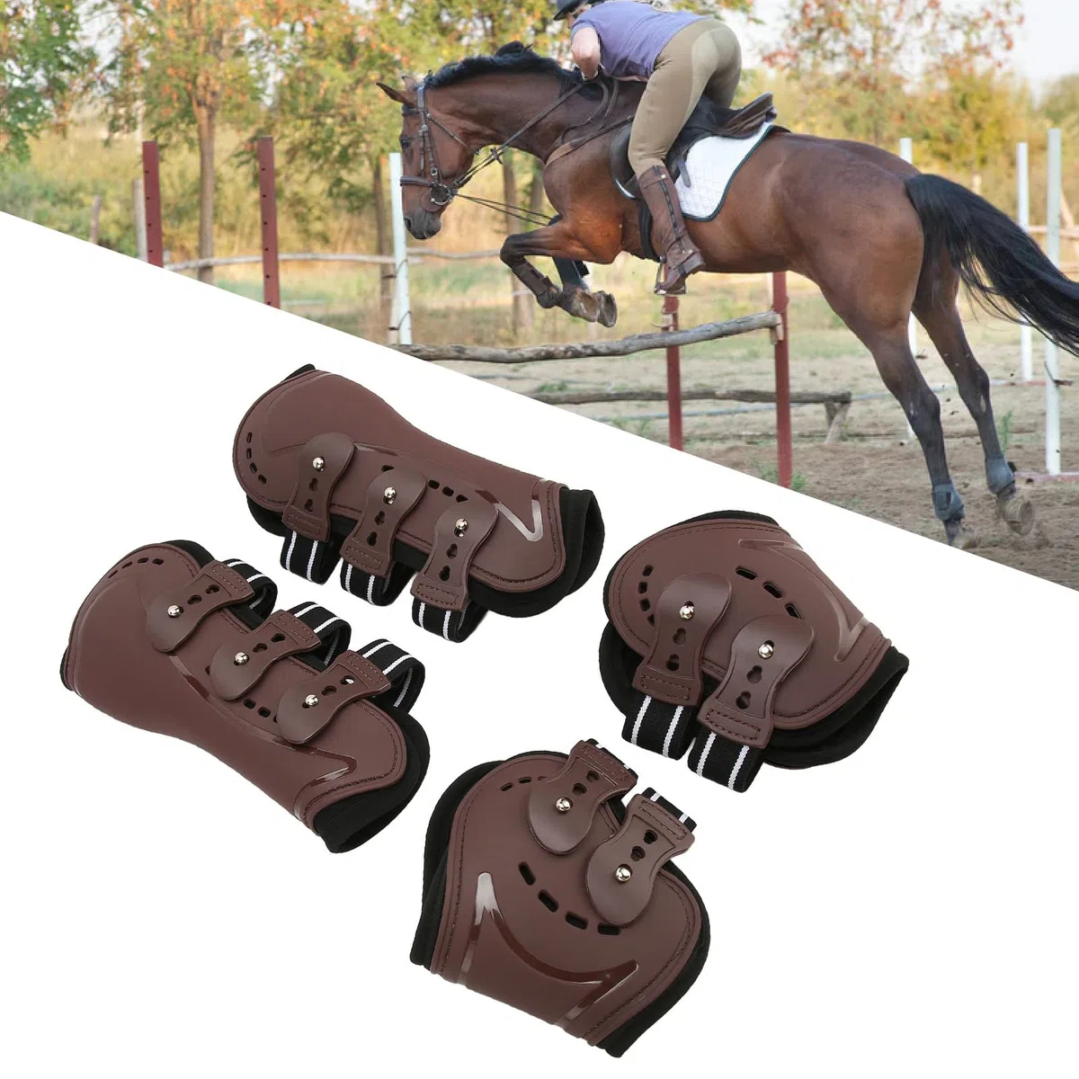 Protector de Pata de Caballo, protección con absorción de Impacto, Botas Ligeras Ajustables para Pata de Caballo, espectáculo de Salto, equitación