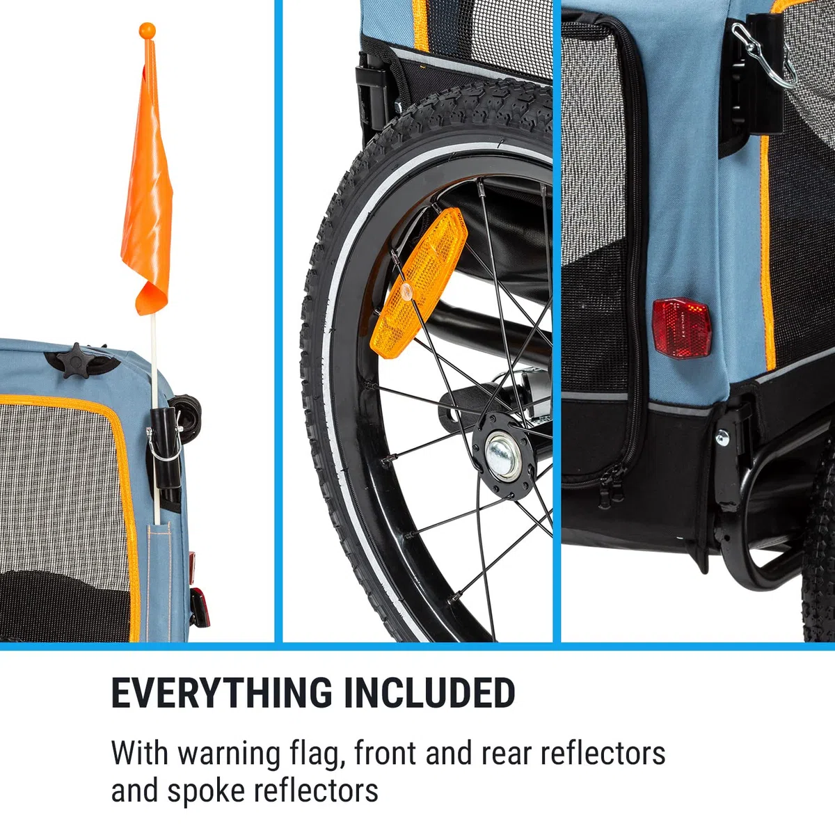 KLARFIT Corgi 2 en 1 Remolque de Bicicleta y Silla de Paseo para Perros - Remolque para Perros con Capacidad máxima de 30 kg, Marco de Acero Revestido en Polvo, banderín, 600D Oxford Canvas