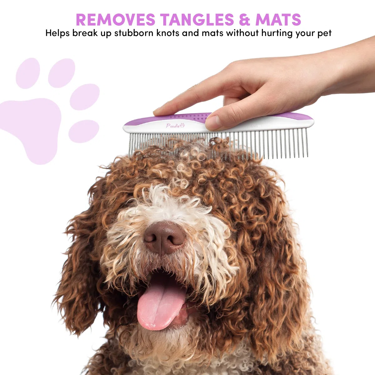 Peines para perros de caniche para aseo | Paquete de 2 | Dientes de acero inoxidable eliminan fácilmente la suciedad | El cuidado adecuado evita nudos y alfombrillas para mascotas de pelo largo y