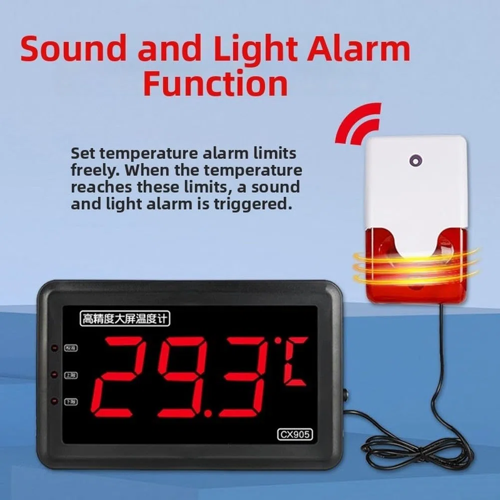 Termómetro digital impermeable con pantalla grande y alertas visuales audibles para medición de alta temperatura en acuicultura e industria rojo (A)