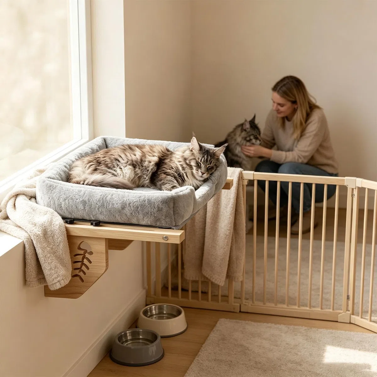 Cama Ventana Para Gatos Asiento Para Tomar El Sol Para Mascotas Con Cojín | Hamaca De Ventana Para Gatos Para Hogar Apartamento Alféizar Mesita De Noche Cajonera Armario