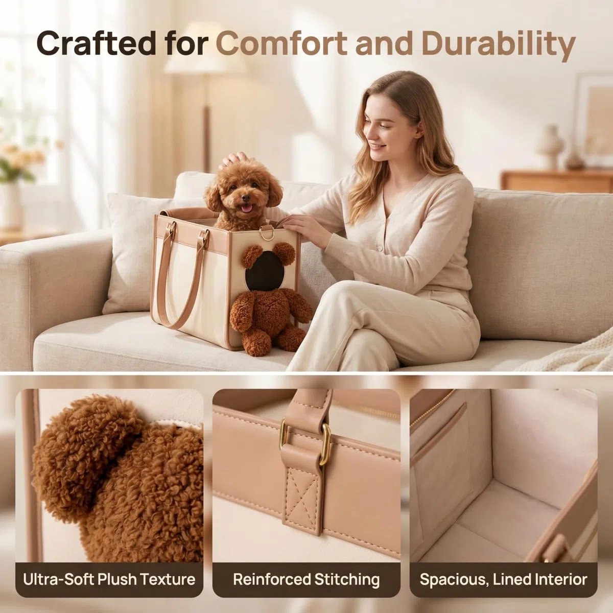Bolsa Transportadora para Perros, Transportín Mascotas Bolso Tote Transpirable Oso Cabeza Fuera, Bolso Mascotas Gato Perro Pequeño con Forma de Oso de Peluche para Paseo y Viaje (M)