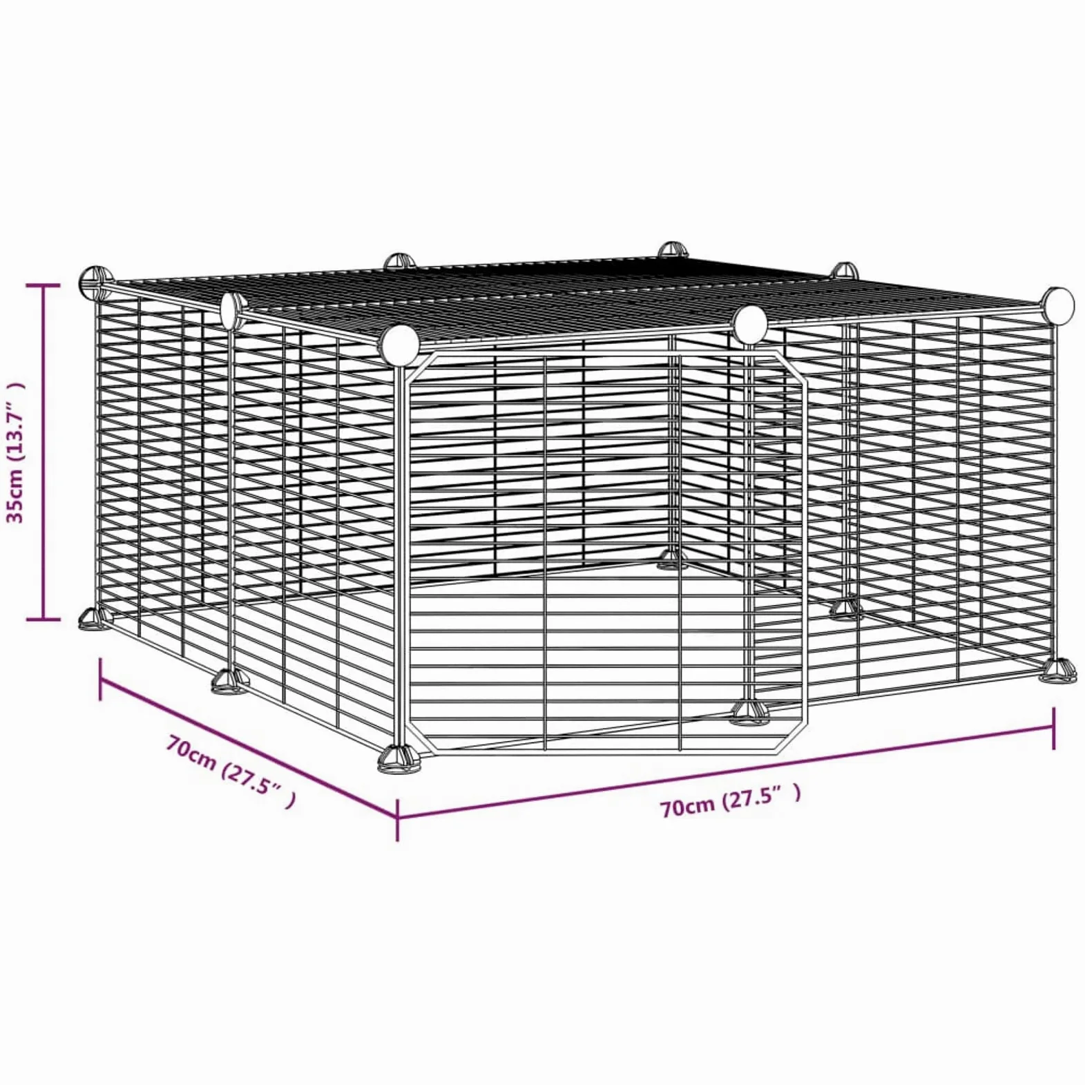 ZEYUAN Jaula para Mascotas de 12 Paneles Puerta, Jaulas para Conejos, Jaula Cobaya, Valla para Mascotas, Recinto para Conejos, Parque para Conejos, Cosas para Conejos, Acero Negro 35x35cm