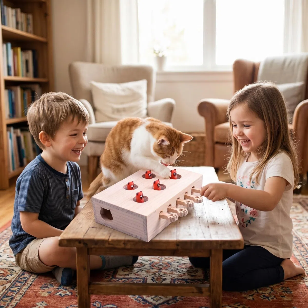 Caja Juego con Palancas Pata Juguete Interactivo Estimulante para Gatos, Juguete Interactivo De Madera para Gatos con Diseño De Muñeco