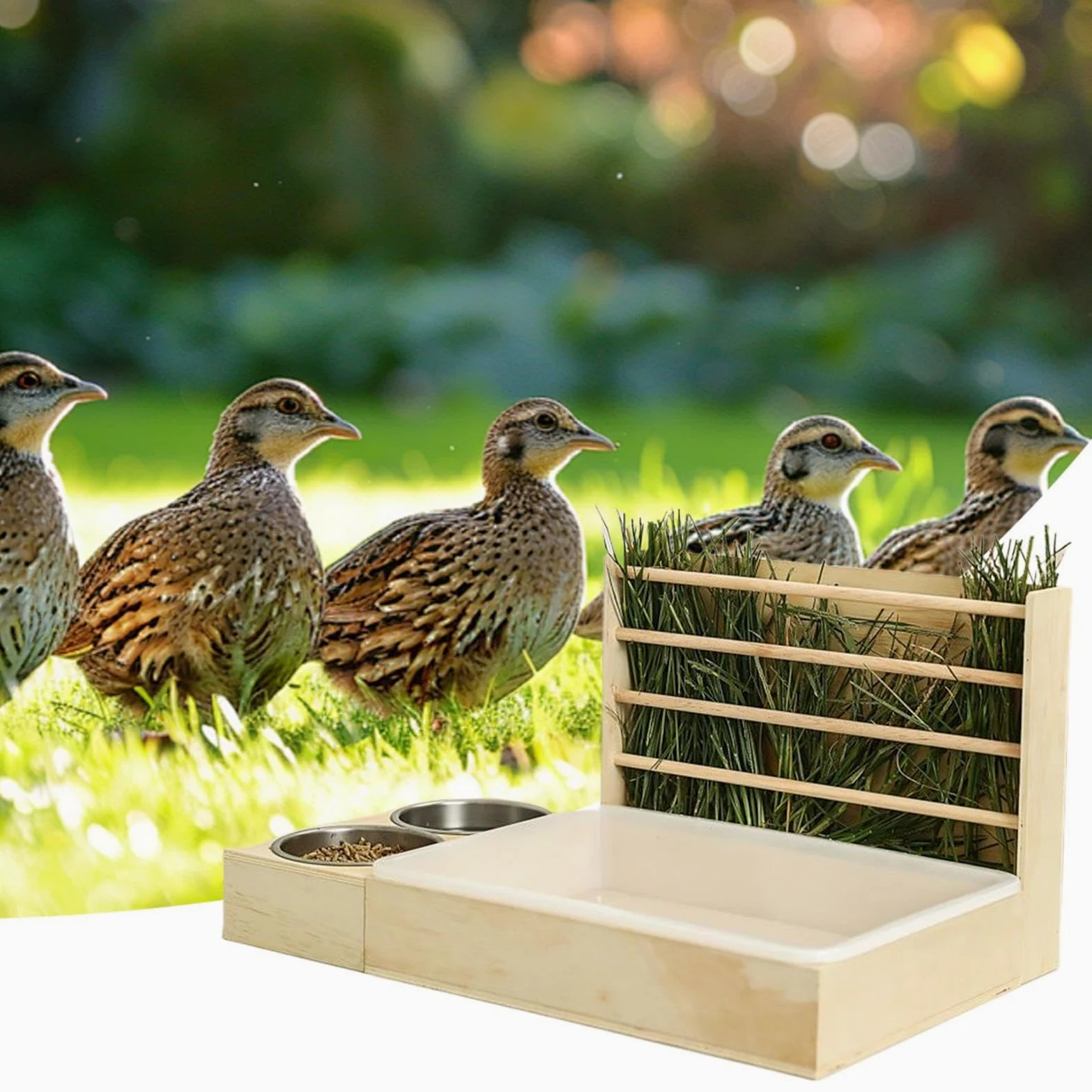 De Heno para Conejos De Heno De Madera con 2 Cuencos Y Baño | Portahenos Dispensador Antiderroche Multifuncion Para Jaulas De Roedores Y Mascotas Pequeñas