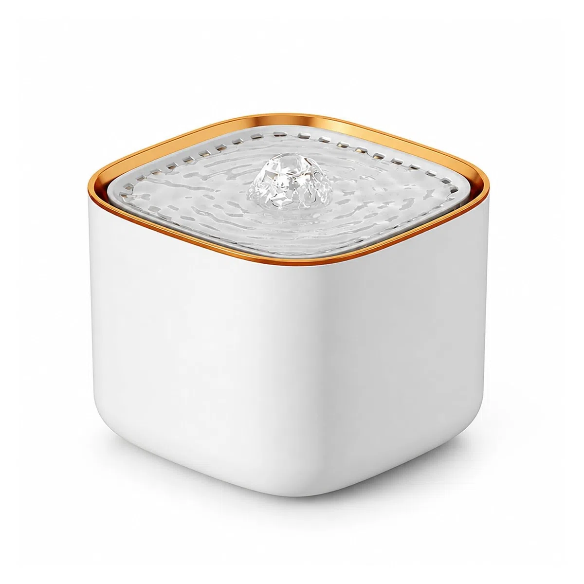 Fuente De Agua para Gatos 3L USB Eléctrica | Plástico, 17,9 X 13 Cm, 2 Colores(Gold Border-White)