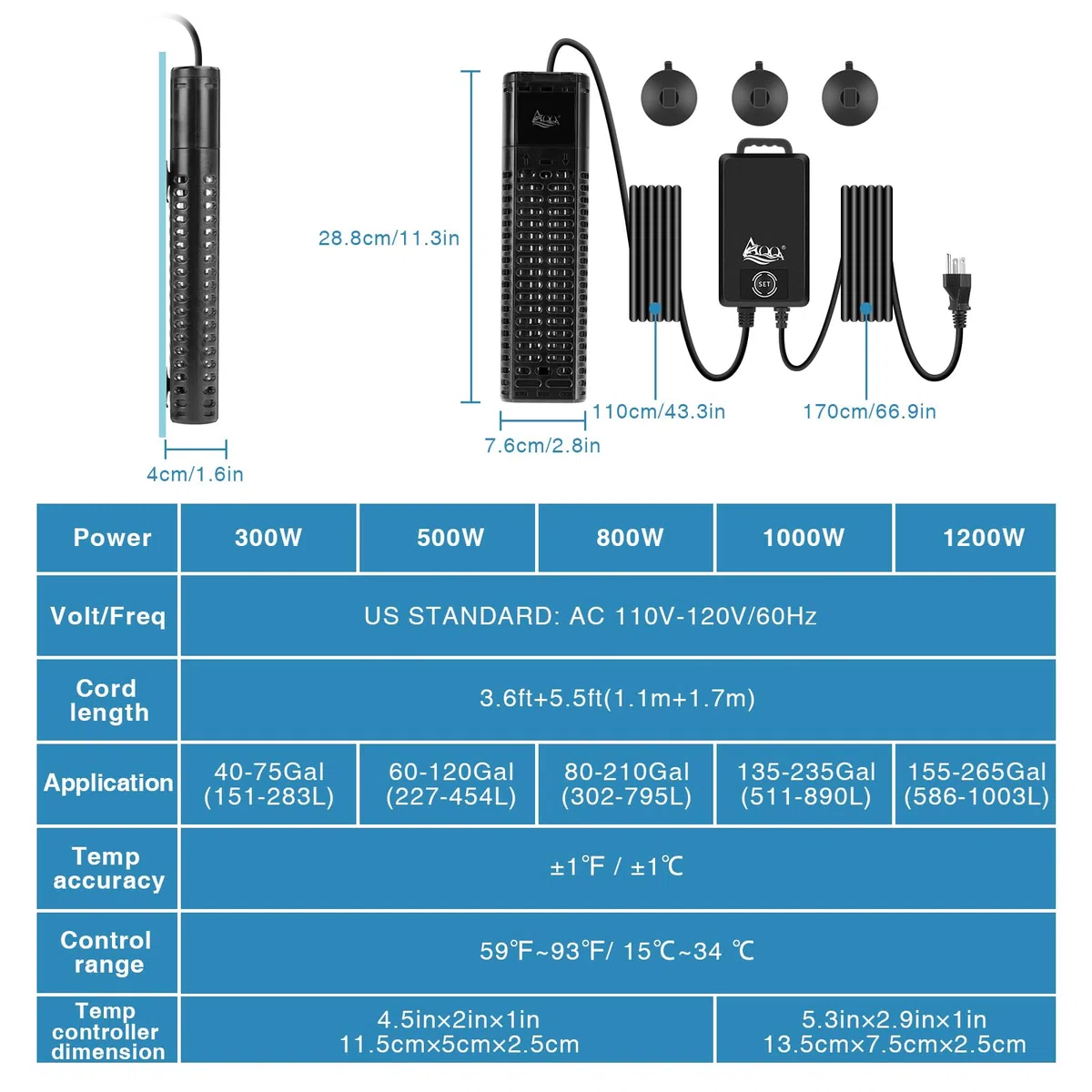 AQQA Calentador Acuario (1000W)