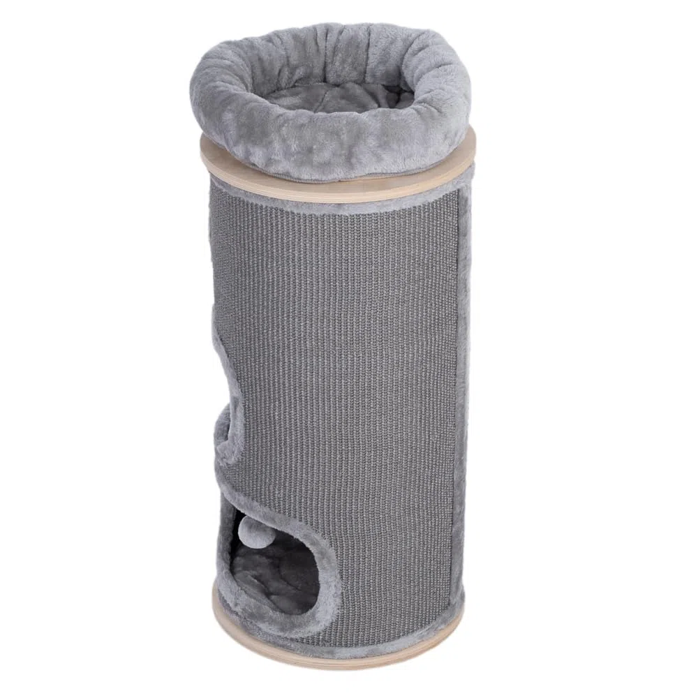 Natural Paradise - Rascador Primrose | Barril rascador estable con resistente alfombra de sisal | Gris claro | 110 x 49 cm de diámetro