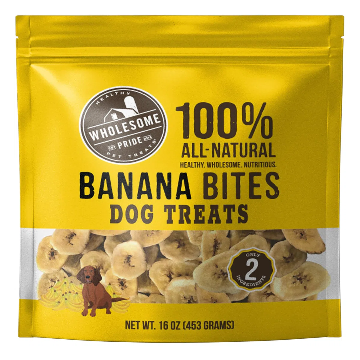 Wholesome Pride Banana Bites - Golosinas para Perros, 2 Ingredientes, plátanos y Aceite de Coco, sin Cereales, 473,6 g