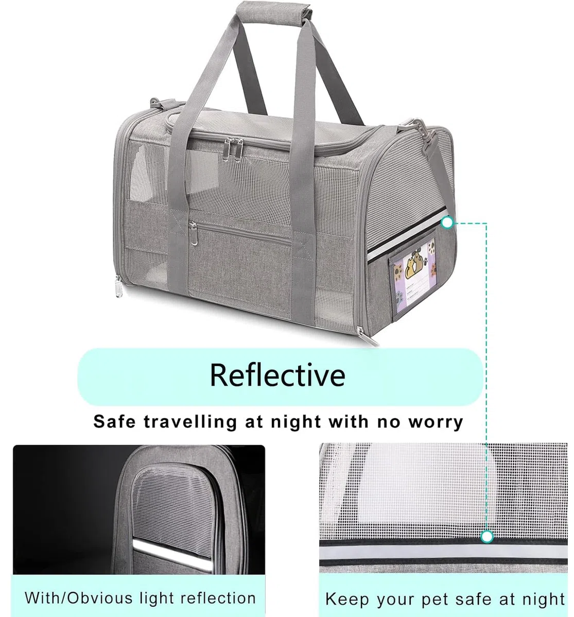 Transportador suave para gatos con certificado Oeko-TEX para gatos, perros pequeños, transportador plegable de viaje para perros pequeños, aprobado por aerolíneas TSA para gatos grandes, 15