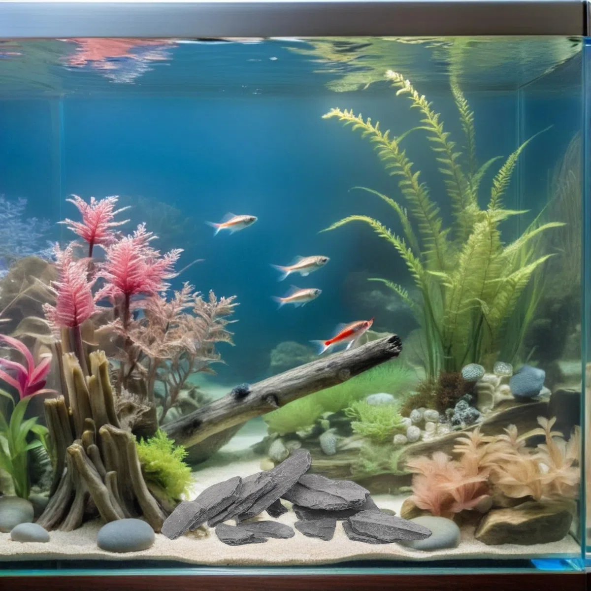 Happyyami Piedras Naturales para Acuario y Terrario en Forma de Losa, Roca Versátil para Acuarios Pequeños y Paisajismo de Agua Dulce Estética Natural