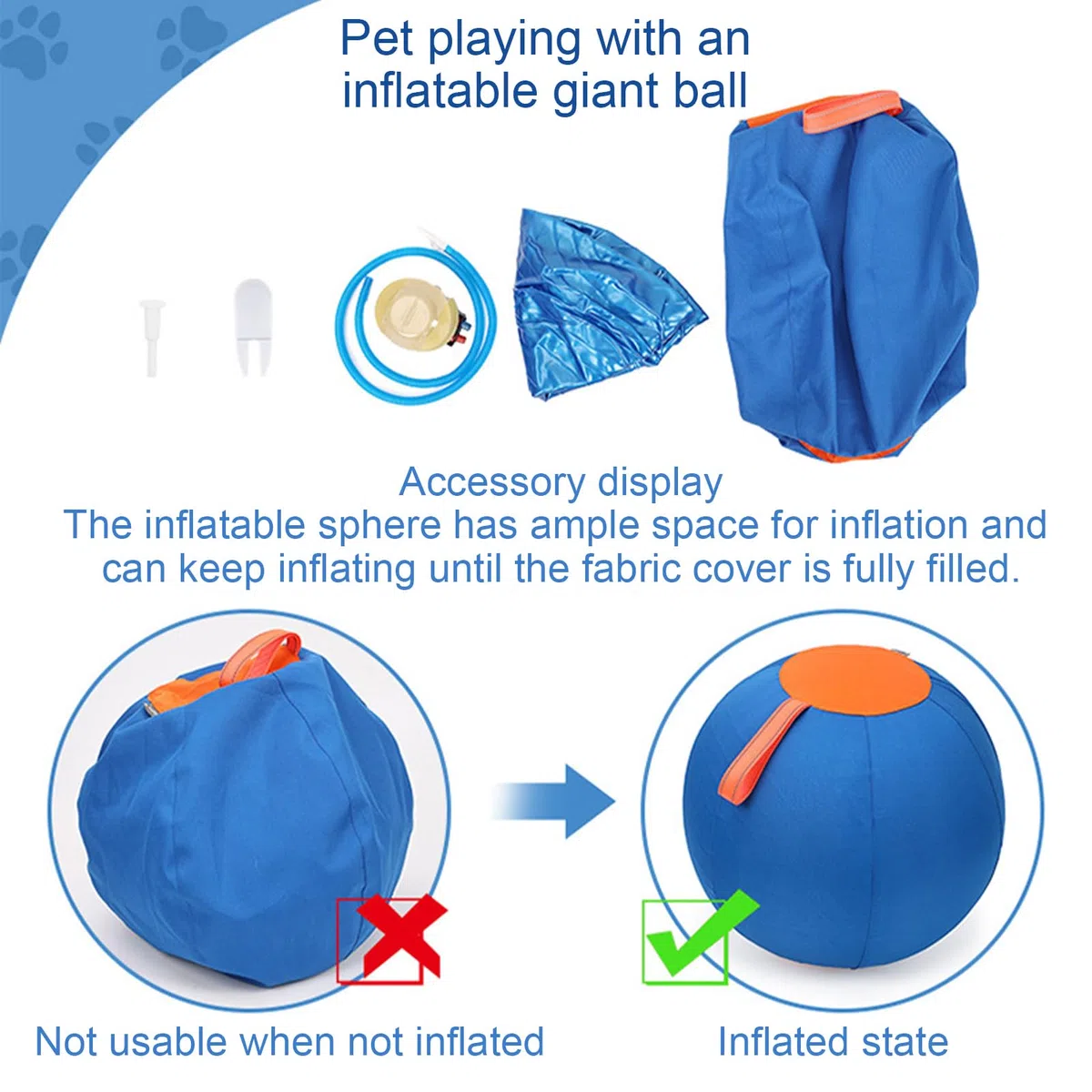 Pelota de pastoreo para perros Mordedor inflable para cachorros | Pelota Relajante para Perros para Jardín, Terraza, Parque, Apartamento, Hogar, Oficina, Refugios y