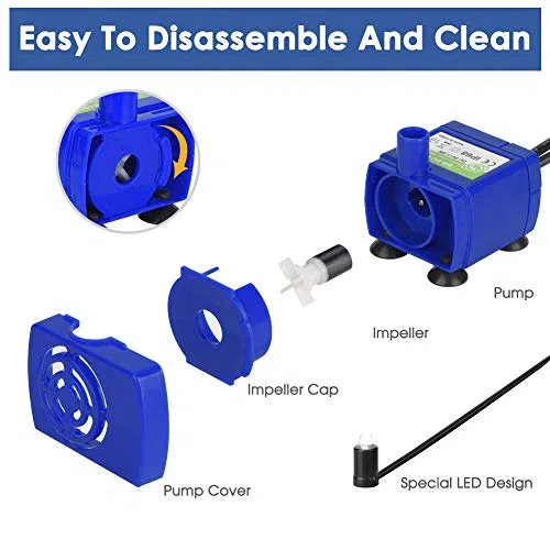 Bomba de Fuente para Gatos, Bomba de Repuesto para Fuente de Agua para Perros Y Gatos, Bomba de Fuente para Beber para Mascotas, Súper Silenciosa con Cable de Alimentación de 5.9 Pies para Fuente de a