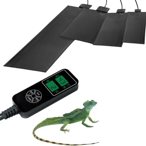 Alfombrilla de calefacción para reptiles, almohadilla térmica para debajo del tanque de 5 W con temperatura ajustable para terrario, ideal para tortugas y otros reptiles