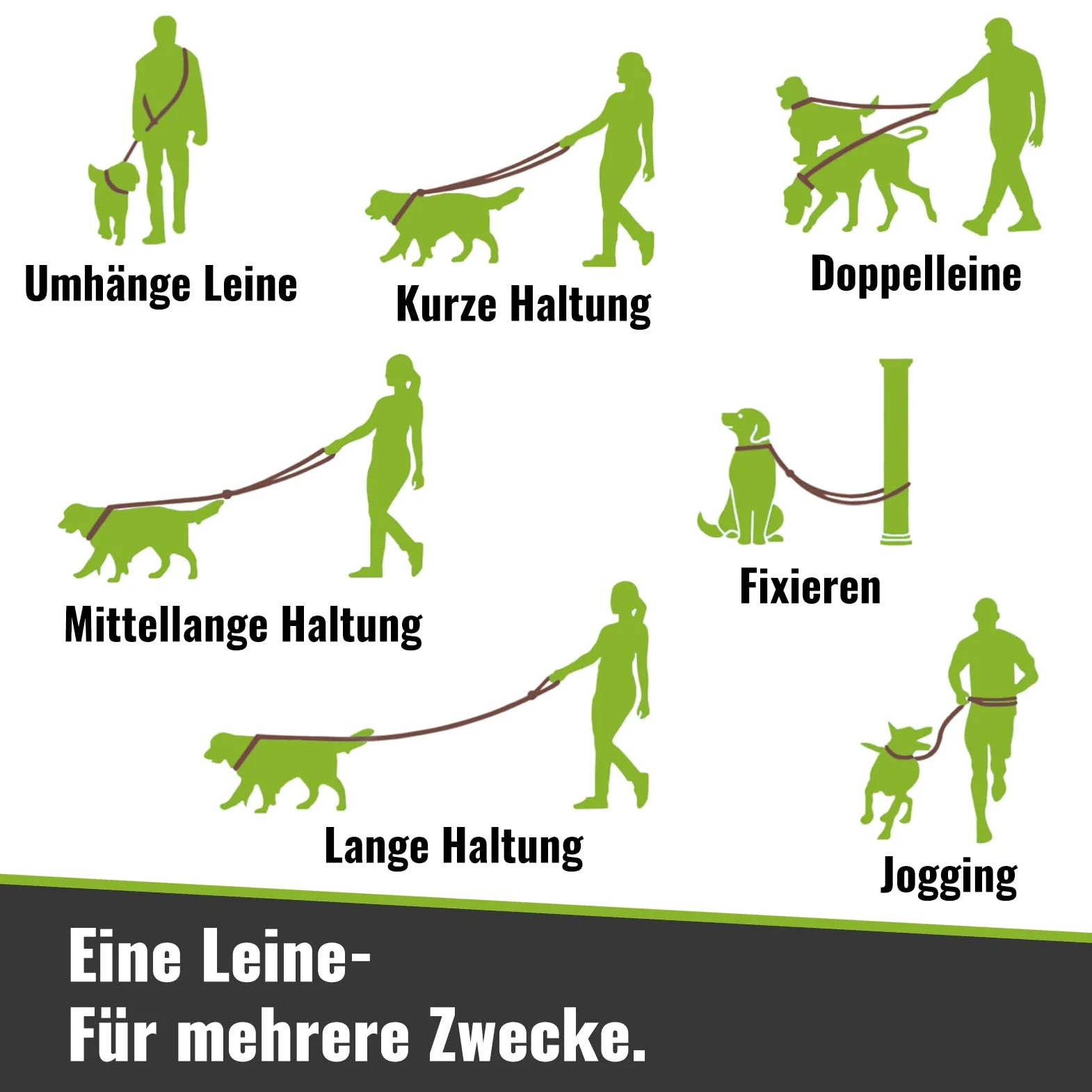 CopcoPet – Correa de cuero engrasado para perros – Correa ajustable en 3 posiciones de piel suave con mosquetones y herrajes de cromo – Correa trenzada 100% hecha a mano en Alemania (2,0 m x 20 mm |